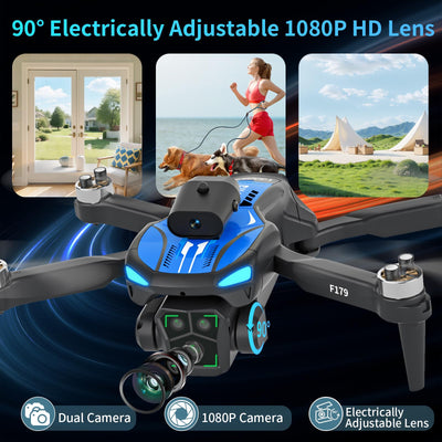 Drohne FPV mit 1080P Kamera Adult,2.8" LCD Bildschirm Fernbedienung,Quadcopter Hindernisvermeidung für Beginner,Tippen Fliegen Höhenhaltung Geste Schwerkraftsteuerung faltbar,3 Geschwindigkeiten