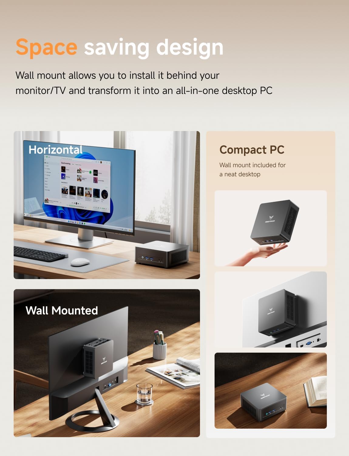 MINISFORUM UM690 Slim Mini-PC Barebone, AMD Ryzen 9 6900HX Mini-Computer (8C/16T, bis zu 4,9 GHz), DP/HDMI 2.1/USB4, 4 x USB Typ A, WIFI6E/BT5.3, kein RAM/SSD