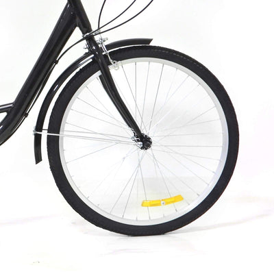 Chynalys 24'' 8 Gang Dreirad für Erwachsene, Cruiser Fahrräder Lasten-Dreirad Trike Bike mit Bsaket, Hochkohlenstoffstahl Erwachsenen-Dreirad für Outdoor, verstellbar (24 Zoll, schwarz)