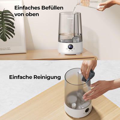 Homvana Luftbefeuchter Schlafzimmer Top-Fill, 3.6L 360°Cool Mist 34H Dauerhaft, Ruhig 16dB (SilentSpary Tech) Klein, Kinderzimmer Baby, BPA Free, Aromadiffusor für Pflanzen 7-Color Night Light