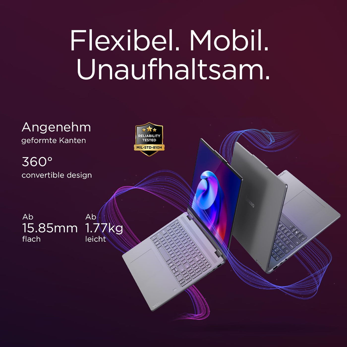 Lenovo Yoga 7i 2-in-1 Laptop | Copilot+ PC | 16" 2.8K WUXGA OLED | Intel Core Ultra 7 | 32GB RAM | 1TB SSD | Intel Arc Grafik | Win11 | QWERTZ | inkl. Yoga Pen | 3 Jahre Garantie Exklusiv bei Amazon