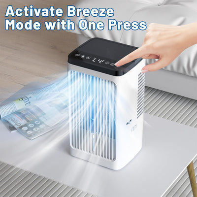 Mobile Klimaanlage, 1500ML-Ventilator, 4 Geschwindigkeiten, 7-farbige LED-Beleuchtung, 2 Sprühfunktionen und 1-8-Stunden-Timer – ideal für Schlafzimmer und Büros