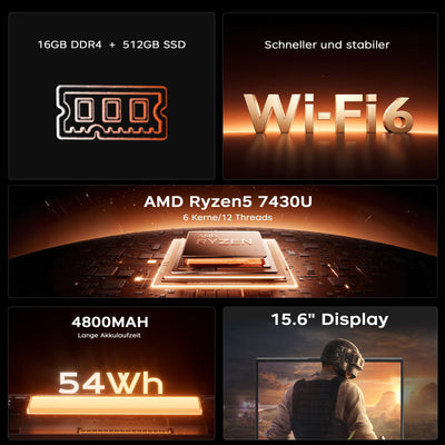 Tivique Laptop,15,6 Zoll,Ryzen 7 7730U Prozessor,bis zu 4.5GHz,16 GB RAM 512 GB SSD,NVMe PCIe 3.0,Unterstützt 4 TB SSD-Erweiterung,Gaming Laptops, Leichtgewicht,WiFi6, HDMI
