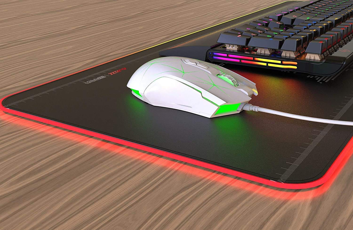 Kabelgebundene RGB Gaming Maus, 7 Tasten mit 2500 DPI, ergonomische LED-beleuchtete USB-Gamer-Mäuse Computer Laptop-PC, für Windows Mac OS Linux - Star Weiß