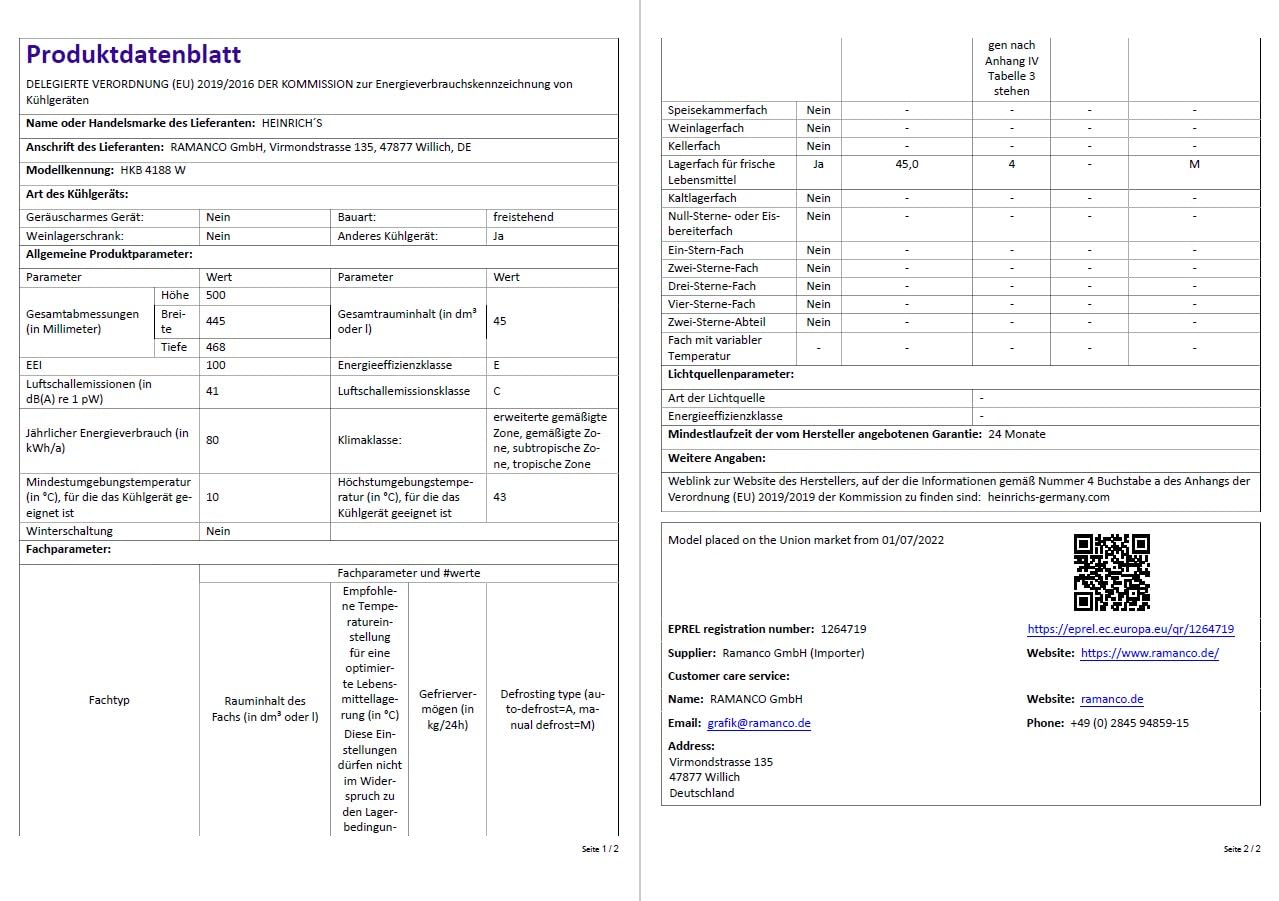 HEINRICHS Getränkekühlschrank 45L klein kompakt leise: 39db mit Kühlfach Mini-Bar; Tisch-Kühlschrank; Mini Kühlschrank mit separatem Kühlfach; perfekt geeignet für Büro Camping Garten Outdoor (Weiß)