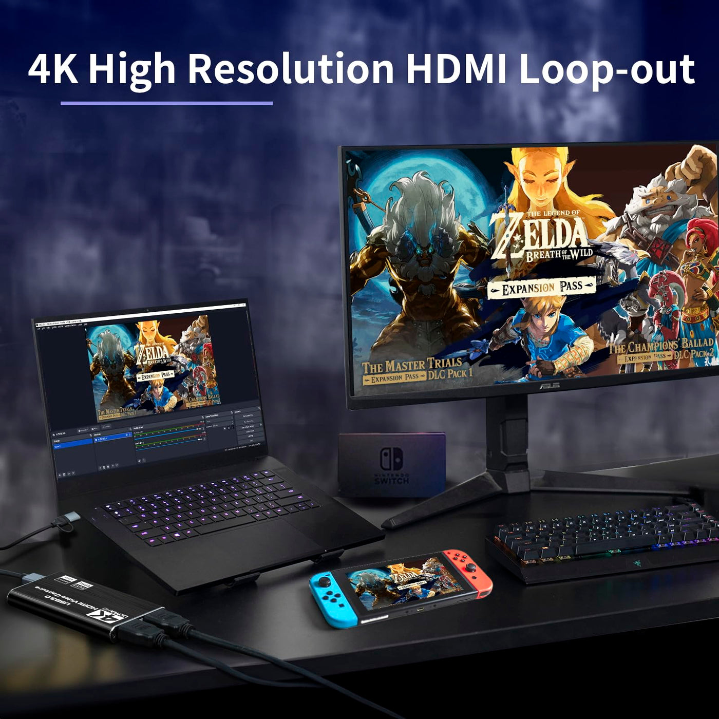 XIIXMASK Video Capture Card, Audio Video Capture Card, USB 3.0 Capture Card 4K HDMI Loop-Out, 1080P 60FPS/2K 30FPS Videospiel-Capture für Streaming, funktioniert für PS5/Switch/Kamera/PC/OBS