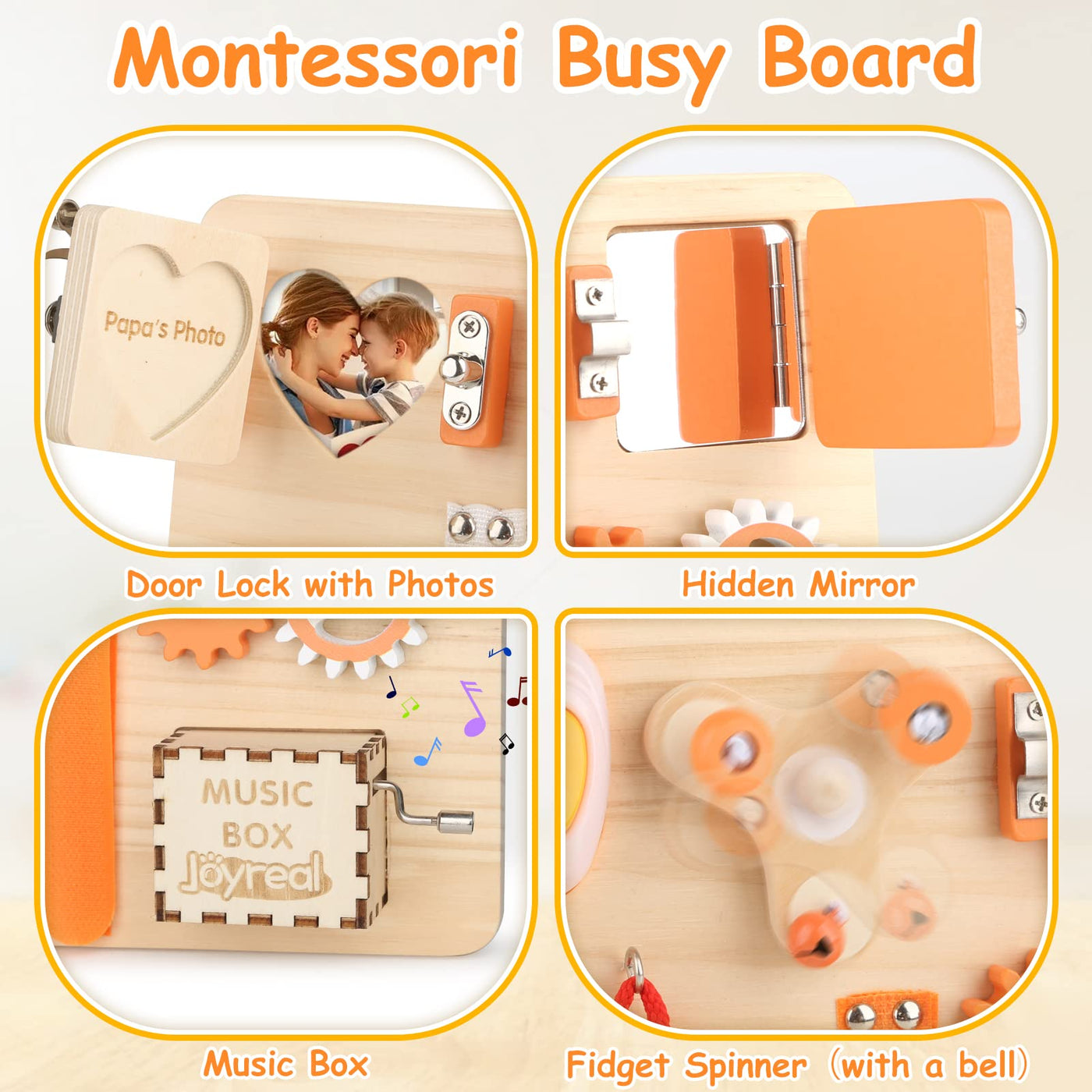 Joyreal Motorikbrett Activity Board Montessori Spielzeug Busy Board Montessori Brett Motorikspielzeug Sensorik Spielzeug