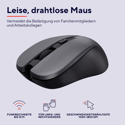 Trust Trezo Tastatur Maus Set Kabellos, Qwertz-Layout, Nachhaltiges Design, Kabellose mit Funkmaus, Leise und Ergonomische Combo, 48 Monaten Batterielaufzeit, PC, Laptop, Schwarz, 2.4 GHz