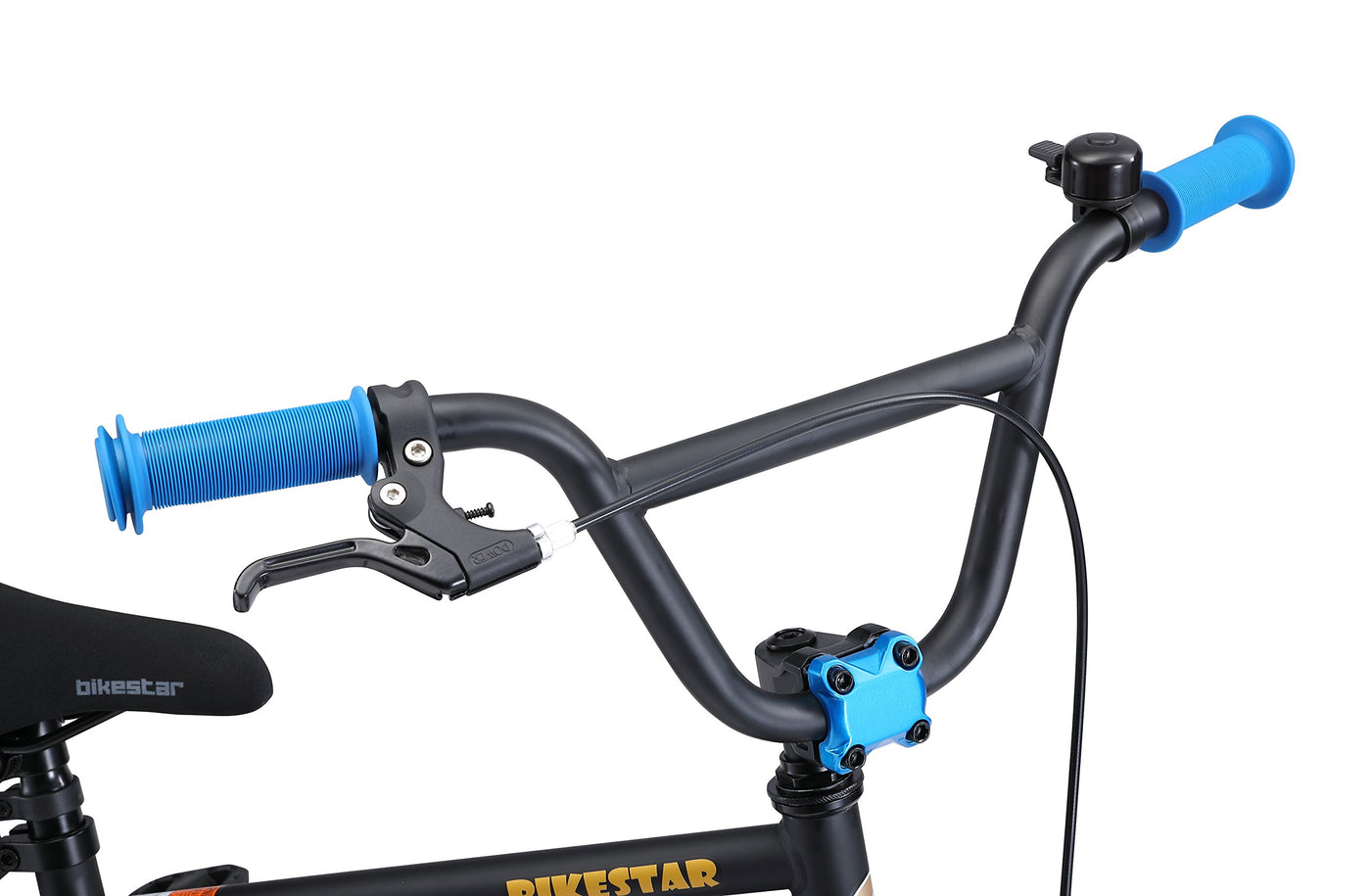 BIKESTAR Kinderfahrrad für Mädchen und Jungen ab 4-5 Jahre | 16 Zoll Kinderrad Kinder BMX Freestyle | Fahrrad für Kinder Schwarz & Blau | Risikofrei Testen