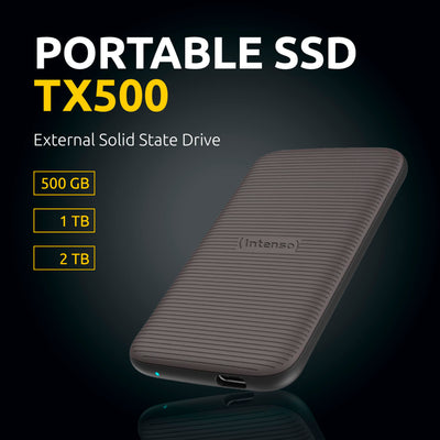 Intenso Externe SSD TX500, 1 TB Portable Solid State Drive, Super Speed USB 3.2 Gen 2x1 (10 Gbit/s), bis zu 1000 MB/s