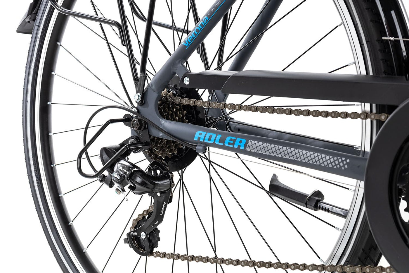 Adler Verona Trapez Damenrad 28 Zoll 21 Gang Trekkingrad aus Aluminium, Farbe:Darkgrey matt/Grey Blue, Rahmengröße:55 cm, Laufradgröße:28 Zoll