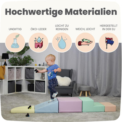 IGLU SOFT PLAY Corner Climber 5 STK Schaumstoff Bausteine Kinder und Baby zum Klettern Schaumstoffbausteine Kletterblöcke (Pastel)