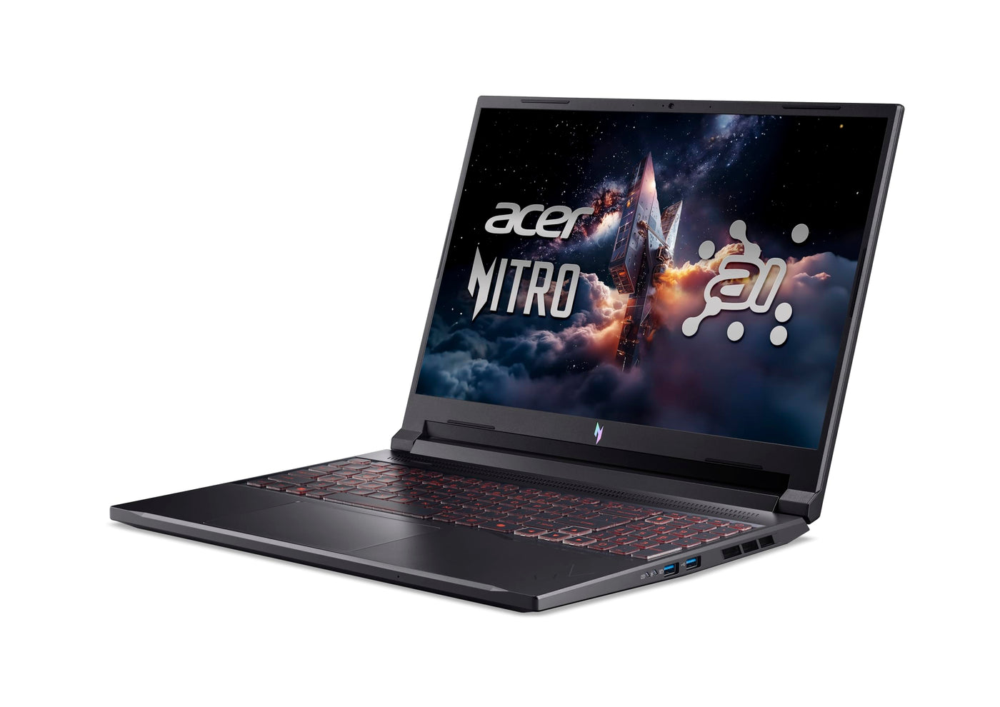 Acer Nitro V 16 AI (ANV16-42-R96W) Gaming Laptop, 16" WUXGA IPS 180Hz Display, AMD Ryzen 7 260, 16 GB RAM, 1 TB SSD, NVIDIA GeForce RTX 5070, Windows 11, QWERTZ Tastatur, Black
