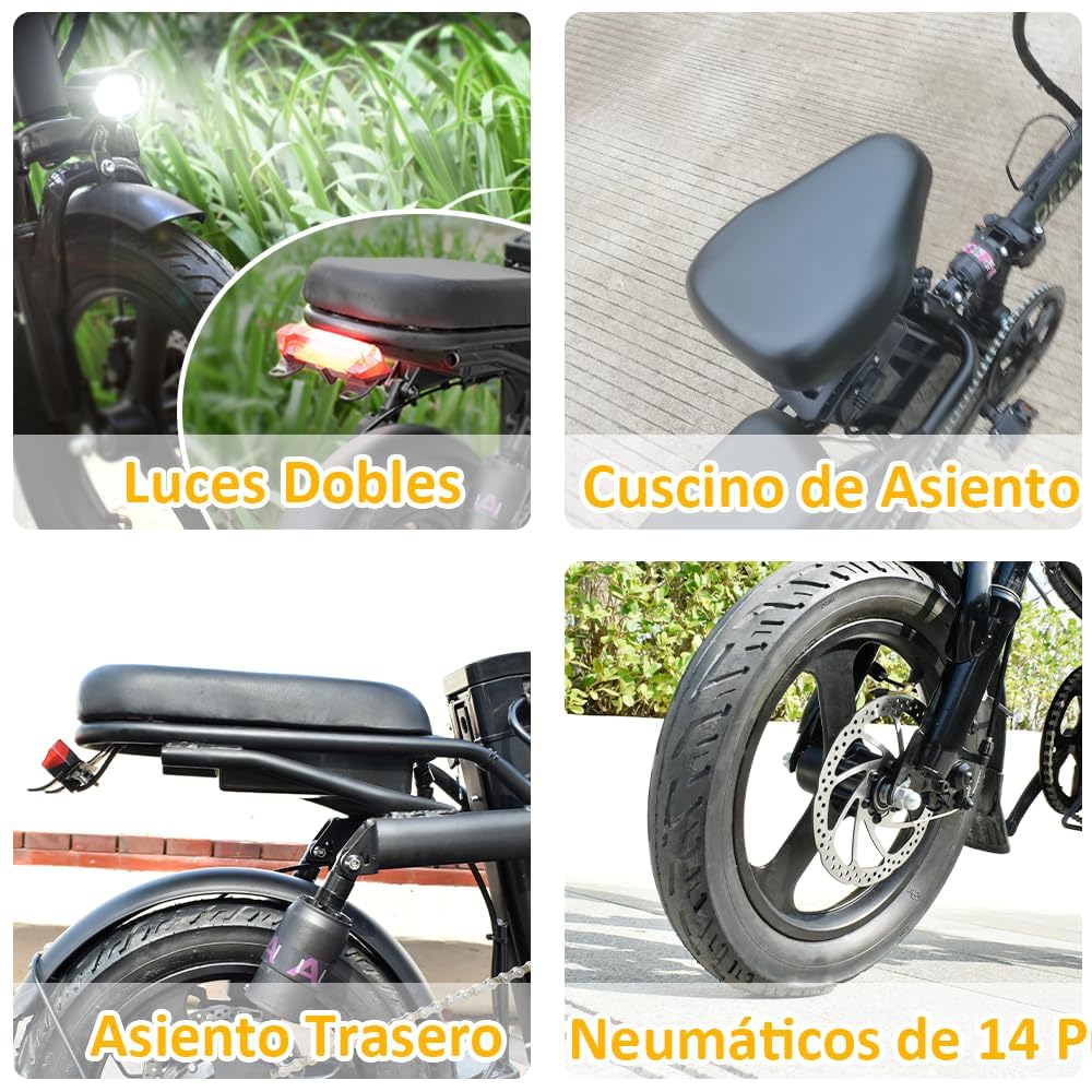 DEEPOWER Klappbares Elektrofahrrad, Elektrofahrrad, 48V 10Ah herausnehmbarer Akku, 250W Motor, Doppelscheibenbremsen, Citybike für Erwachsene (10Ah)