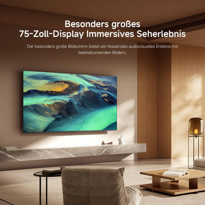 Xiaomi F Pro, 75 Zoll (190 cm), 4K UHD QLED, Smart TV, Fire TV, Triple Tuner DVB-C/S/S2/T/T2, HDR10+, Game Boost mode 120Hz, MEMC, Sprachsteuerung mit Alexa, 2GB+32GB, Kompatibel mit Apple AirPlay