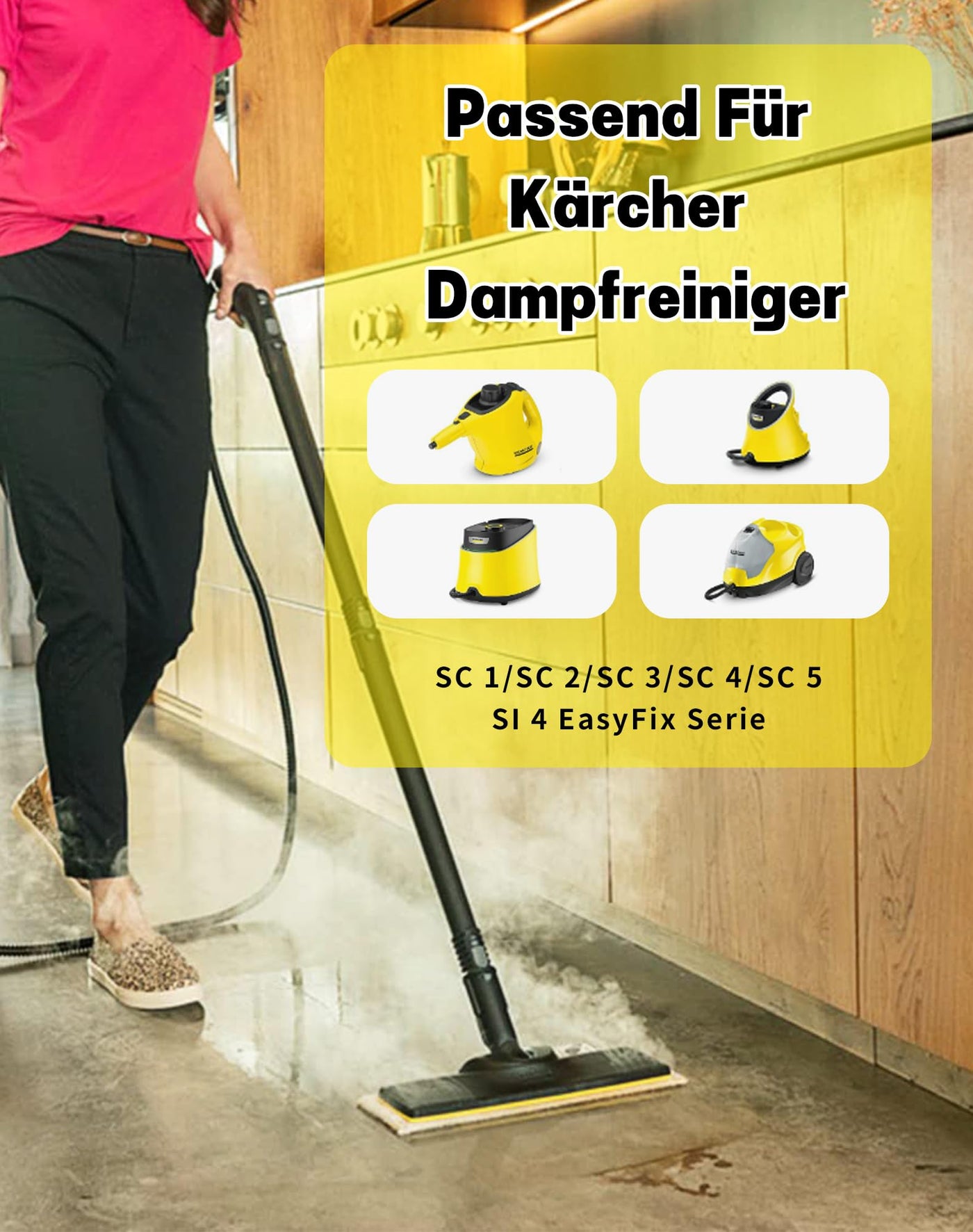 SOSALUK 8er Set für Kärcher Dampfreiniger Zubehör Ersatztücher für Kärcher SC1 SC2 SC3 SC4 SC5 SI4-6 Bodentücher + 2 Mikrofaser-Überzüge - kompatibel mit Kärcher Dampfreiniger Easy Fix