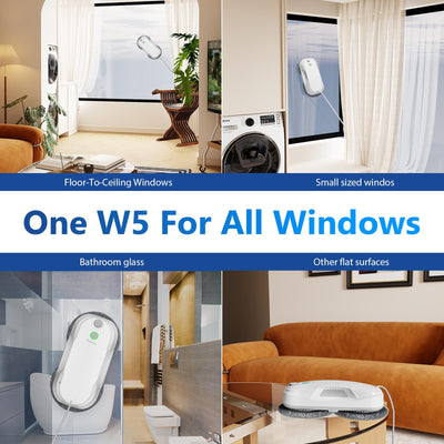 Tosima W5 Fensterputzroboter- Fensterroboter mit doppelter Düse,Einzigartige Variable Frequenzabsaugung, dreifaches Sicherheitssystem, Kantenerkennungsfunktion, intelligente Navigation (Weiß)
