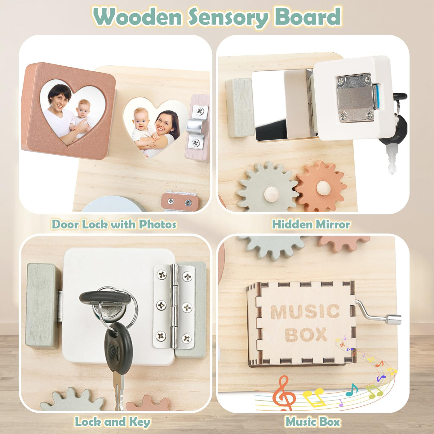 Joyreal Montessori Busy Board - Motorikbrett Activity Board Montessori Motorik Spielzeug Sensorik Brett Motorikboard Geschenk für Mädchen Junge