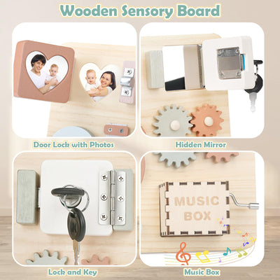 Joyreal Montessori Busy Board - Motorikbrett Activity Board Montessori Motorik Spielzeug Sensorik Brett Motorikboard Geschenk für Mädchen Junge