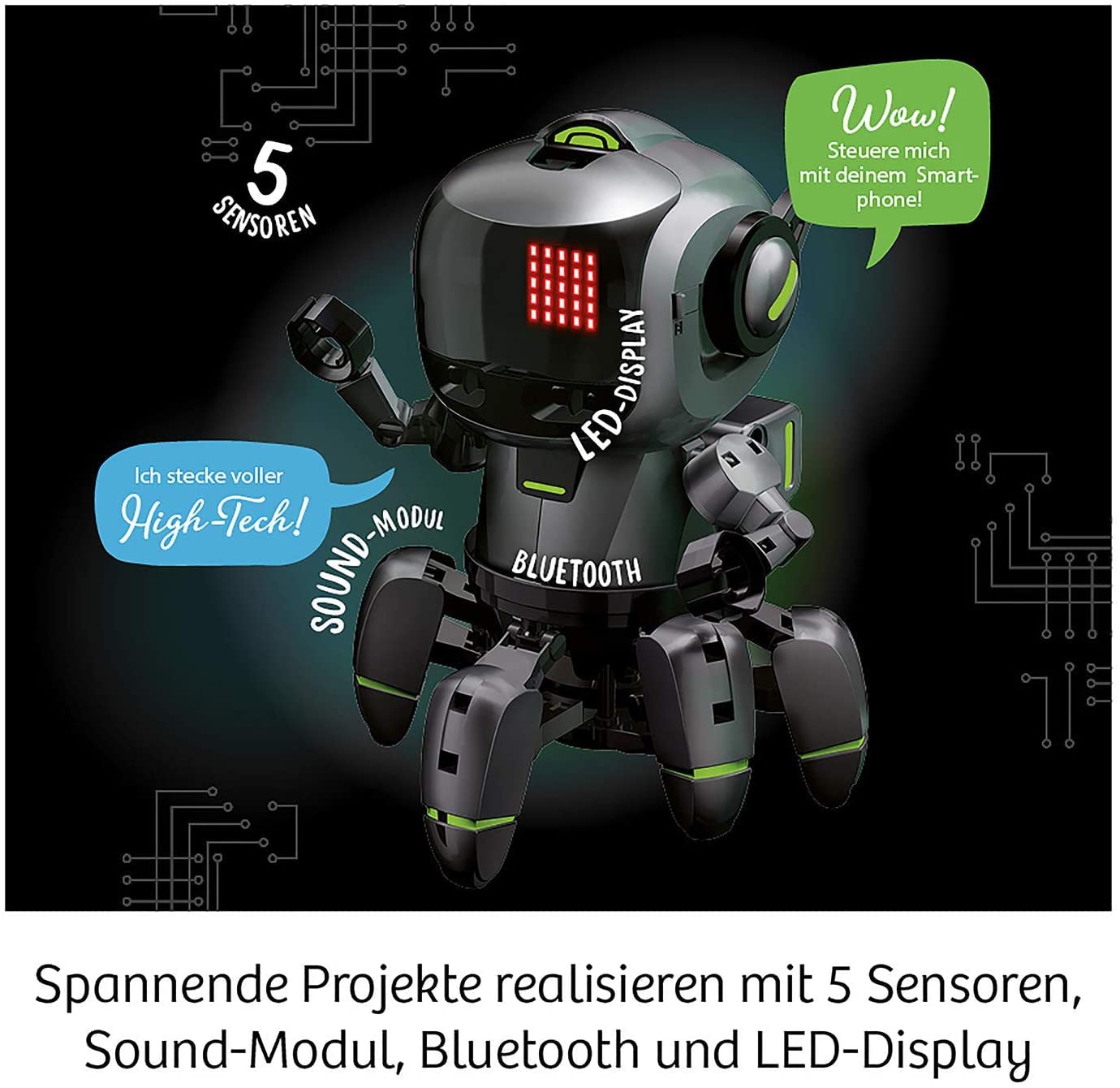 KOSMOS 620585 Proxi - Dein microbit Programmier-Roboter, mit 5 Sensoren, LED-Display, Bluetooth, Soundmodul, Programmieren und staunen, Experimentierkasten für Kinder ab 10-16 Jahre, Roboter-Spielzeug