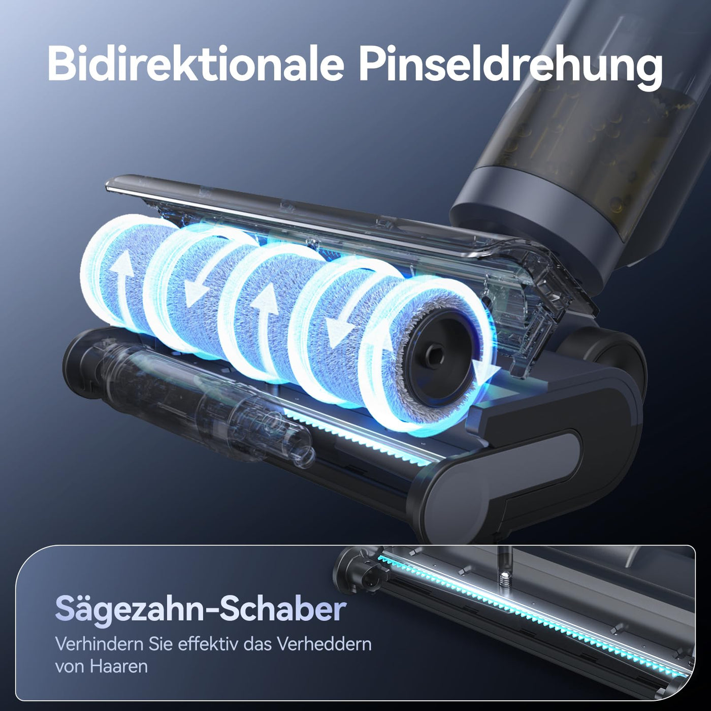 JONR ED12 Pro Nass Trockensauger Akku, Kabelloser Saugwischer, Dreikantenreinigung, Heißwasser-Selbstreinigung Heißluft-Trocknung, 850mL Wassertank, Anti-Verwirrungs-Haar für Hartböden, Tierhaare