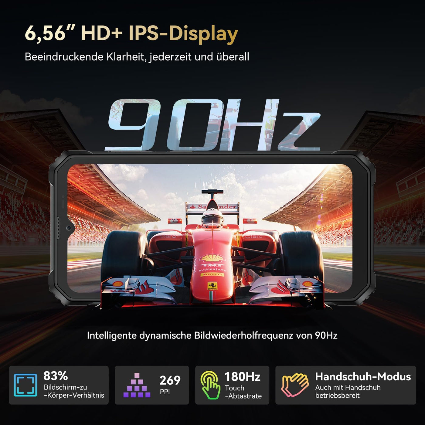 Blackview BV6200 Plus Outdoor Handy 11000mAh 24GB+256GB/2TB, Android Outdoor Smartphone Ohne Vertrag, 98DB Lautsprecher, 6.56" 90Hz, IP69K Wasserdicht, Baustellenhandy, 16MP+13MP/Dual 4G/OTG/GPS/NFC
