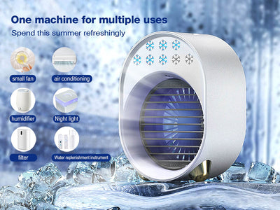 Luftkühler mit Verdunstungskühlung, Mini Klimaanlage Akku Portable, Mini Ventilator USB 4 in 1, Mobile Klimagerät ohne Abluftschlauch Leise Klimaanlage Mobil Klimagerät Conditioner Air Purifier (Rosa)