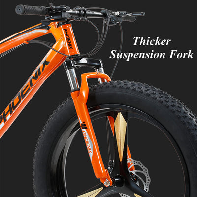 MEVZHH 26 Zoll Mountainfür Jungen, Mädchen, Hardtail, Scheibenbremsen, Männerd Frauen, Erwachsene Fett Reifen Mountainbike, Kohlenstoffstastrand Schnee Outdoor, Weiß 5 Gesprochen, 24 Geschwindigkeit