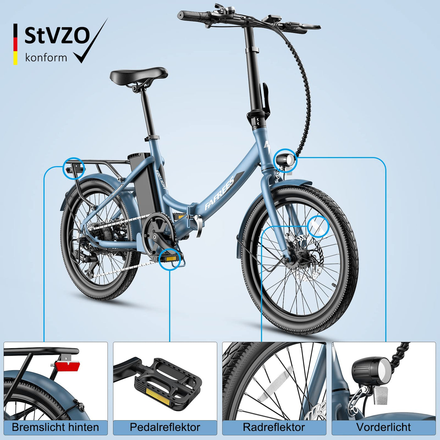 Fafrees F20 Light [ Offiziell ] E Klapprad 20 Zoll mit 36V 14,5AH Akku, Ebike 250W Elektrische Fahrrad Max. 25km/h Klappfahrrad E-Bike für 155-195CM Damen und Herren 120kg