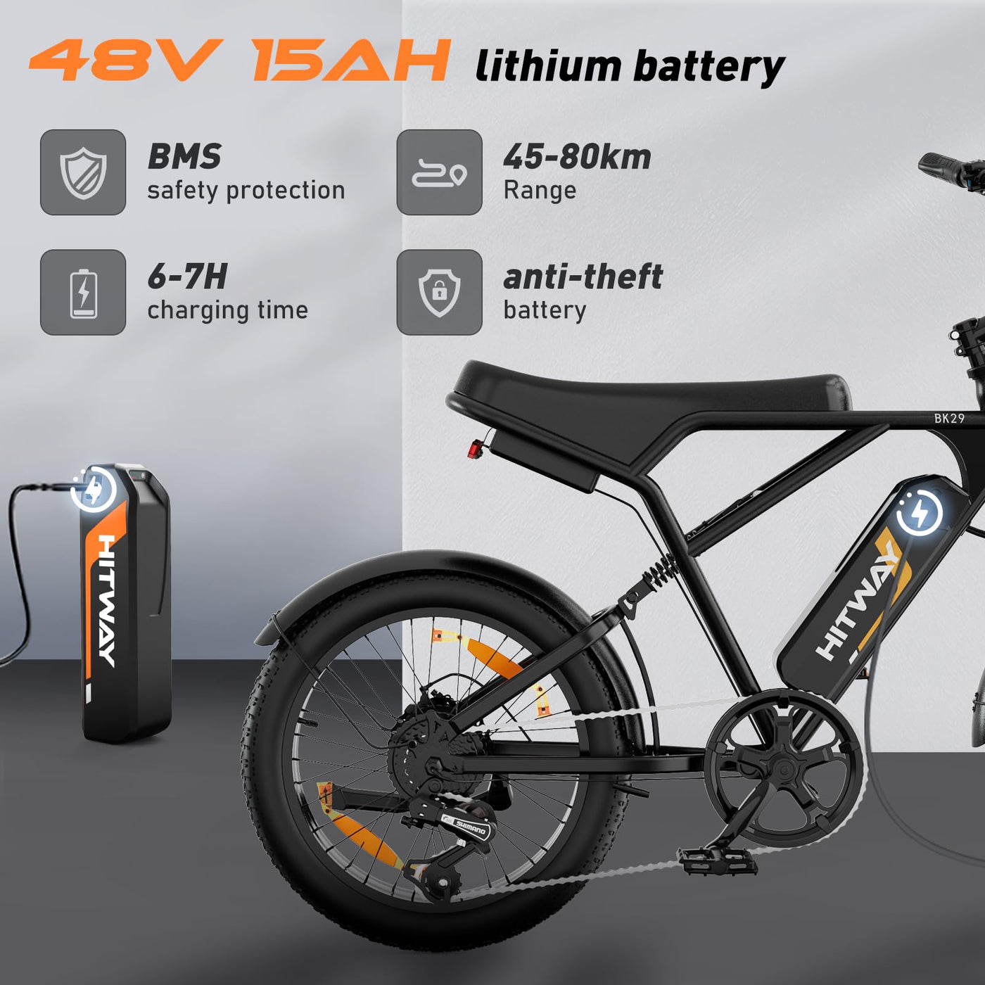 HITWAY E Bike Elektrofahrrad für Erwachsene 20 Zoll 4.0 Fat Tire Ebikes, 48V 18Ah Mountain E-MTB Fahrrad,7 Gang zum Pendeln,bis 55-80km