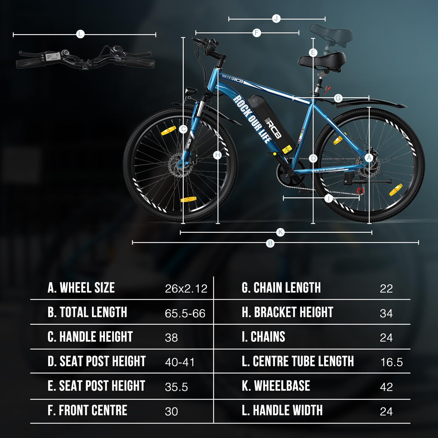 RCB E Bike RK15, Elektrofahrrad 26 Zoll mit 10.4Ah 36V Lithium-Akku，Elektrofahrrad für Erwachsene für Damen und Herren， 7-Gäng, City Electric Bike Reichweite bis zu 35-90Km