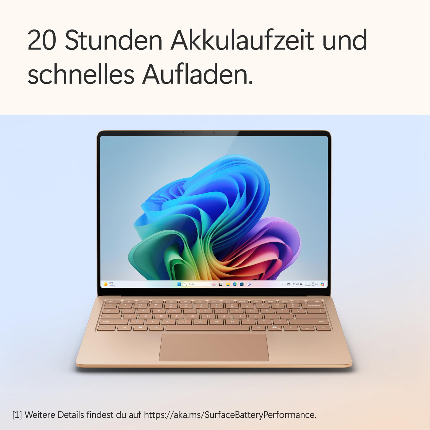 Microsoft Surface Laptop | Copilot+ PC | 13.8” Touchscreen | Snapdragon® X Elite (12 Kerne) | 16GB RAM | 512GB SSD | neuestes Modell, 7. Edition | Sand