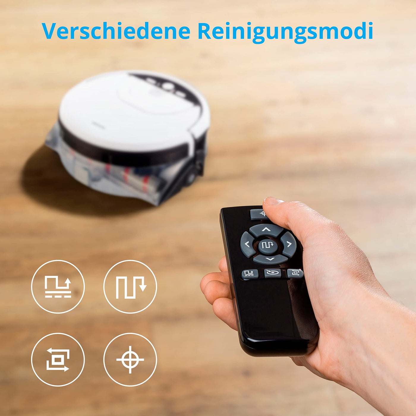 MEDION Wischroboter mit Wassertank (intelligente Navigation, Bodenreiniger mit Walze für Holzboden Hartboden Parkett, getrennter Schmutzwassertank/Frischwassertank, MD 20053) weiß