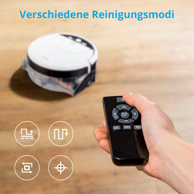 MEDION Wischroboter mit Wassertank (intelligente Navigation, Bodenreiniger mit Walze für Holzboden Hartboden Parkett, getrennter Schmutzwassertank/Frischwassertank, MD 20053) weiß