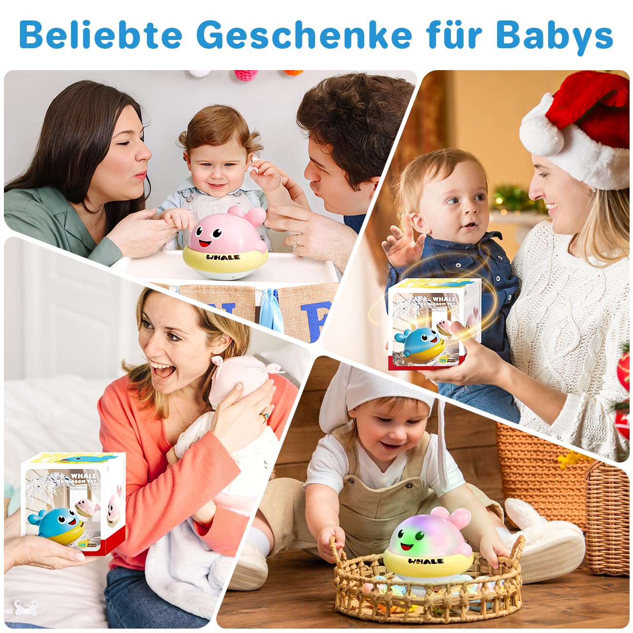 Badewannenspielzeug, Leuchtender spritzender Wal-Spielzeug, Badespielzeuge, ab 1 Jahr, Kleinkindspielzeug, Wasserspielzeug Baby