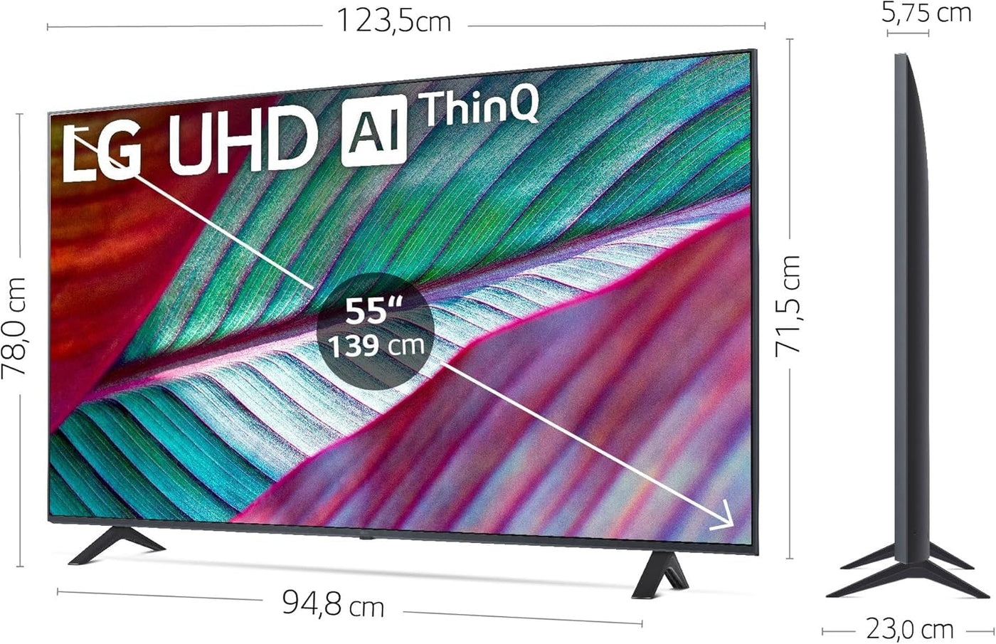 LG 55UR75006LK 139 cm (55 Zoll) UHD Fernseher (Active HDR, 60 Hz, Smart TV) [Modelljahr 2023]