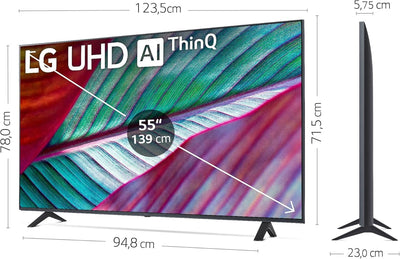 LG 55UR75006LK 139 cm (55 Zoll) UHD Fernseher (Active HDR, 60 Hz, Smart TV) [Modelljahr 2023]