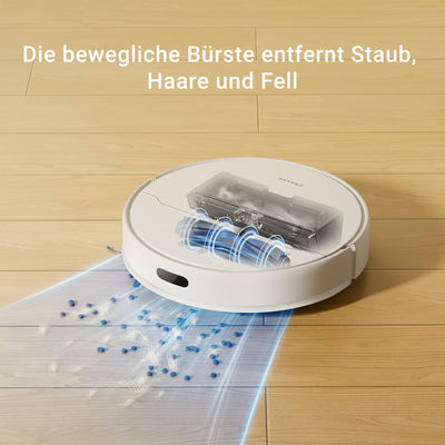 DREAME D9 Max Gen2 Staubsaugerroboter, 6000Pa Saugroboter mit Wischfunktion, Bewegliche Bürste, Karten für mehrere Böden, Ideal für Teppiche, Hartböden und Tierhaare, Weiß