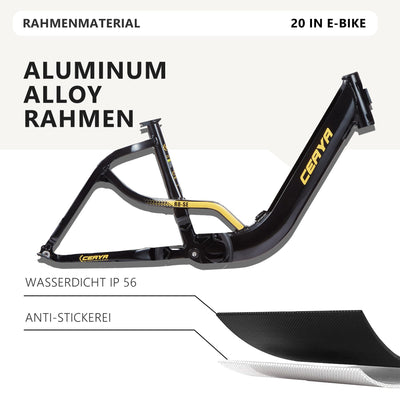 CEAYA Elektrofahrrad 20 Zoll Pedelec Aluminium Ebike Herren Damen Fat E Bike Elektro City Fahrräder mit Akku 15Ah, 3.0" Fat Tires,Gabelfederung,LED-Lichter,7 Gang