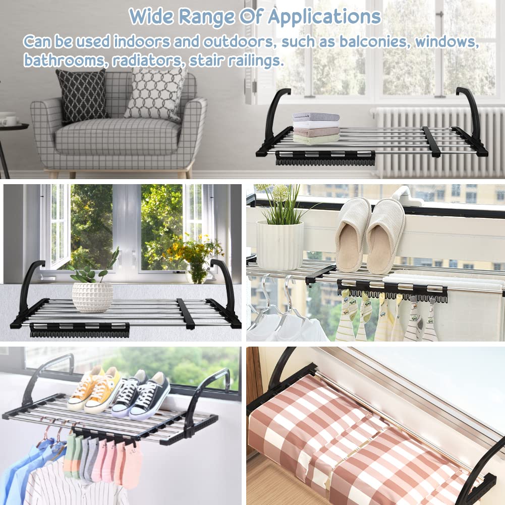 REFORUNG 1 Stück Heizkörper Wäschetrockner Edelstahl Wäscheständer Heizung 62-110cm Balkonwäschetrockner Ausziehbar Wäschehänger Balkon Hängewäschetrockner Klappbar Heizkörpertrockner für Socken