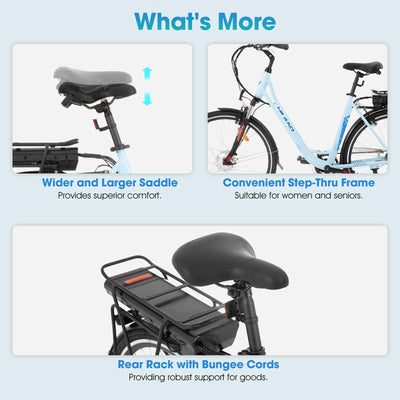 Hiland 28 Zoll Elektrofahrrad für Männer und Frauen, 250W City Pendler Elektrofahrrad, E City Bike für Erwachsene, Weiß