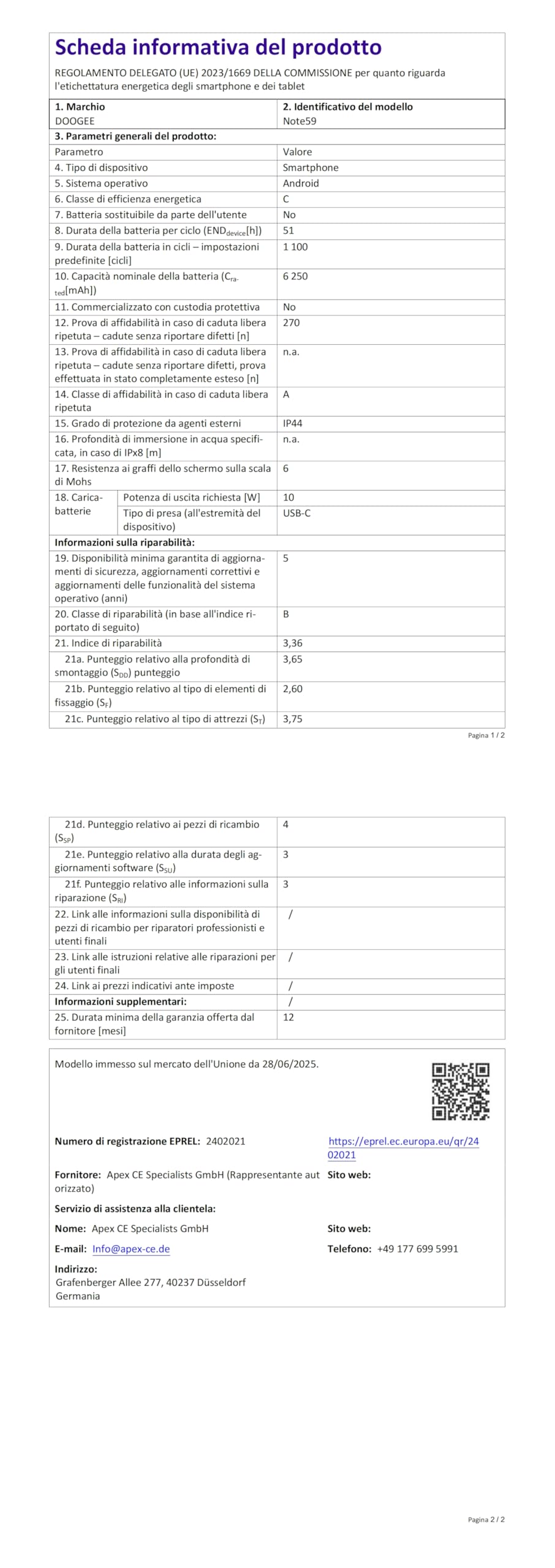 DOOGEE Note 59 5G Android 15 Smartphone Ohne Vertrag, 32GB+128GB /2TB Handy Günstig, 6.75" HD+ 120Hz Handy Ohne Vertrag, 6250mAh Simlockfreie Handys, 16MP+8MP, Dual 5G SIM, OTG/Face ID/NFC/Widevine L1