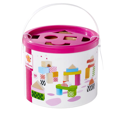 Eichhorn – bunte Holzbausteine – 50 Stück in Box, Bauklötze mit Bedruckung, aus Birkenholz, für Kinder und Babys ab 12 Monaten, Holzspielzeug, Verpackung kann variieren