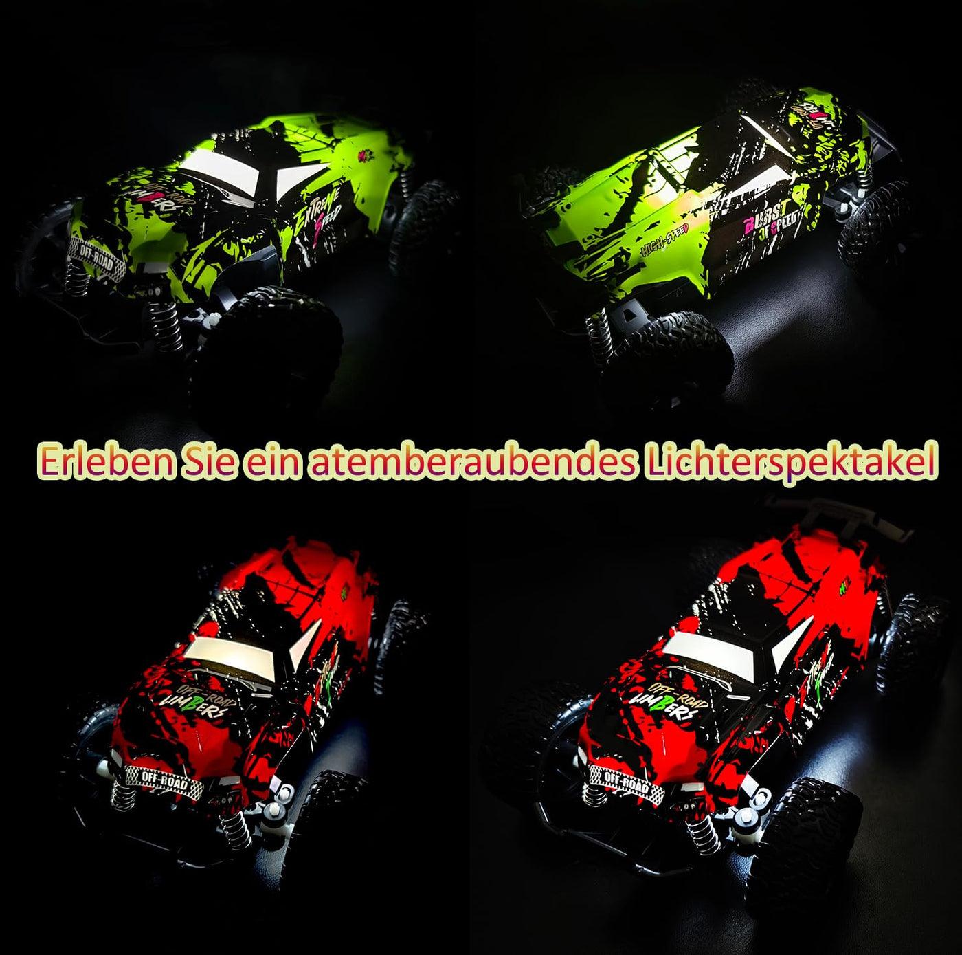 Ferngesteuertes Auto ab 3 4 6 8 Jahre, 1:18 Ferngesteuerter Monstertruck Ferngesteuert Mit Karosserielicht/Doppelschale, RC Auto Ferngesteuert ab 3 4 6 8 Jahre Kinder Geschenke für Jungen und Mädchen