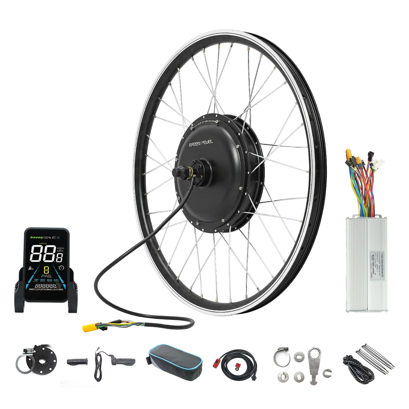 ESOULBIKE Elektrofahrrad-Umrüstkit für Schrauben-Nabenmotor hinten 52V 2000W - E-Bike-Umrüstkit kompatibel mit 26, 27,5 und 28 Zoll Rädern (Zoll, 28.0)