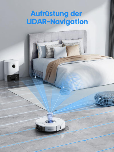 HONITURE Saugroboter mit Wischfunktion, Staubsauger Roboter Q6 Pro 3500Pa mit Lasernavigation Saugroboter mit Absaugstation 250Min Laufzeit App Steuerung ideal für Tierhaare Teppich Hartboden