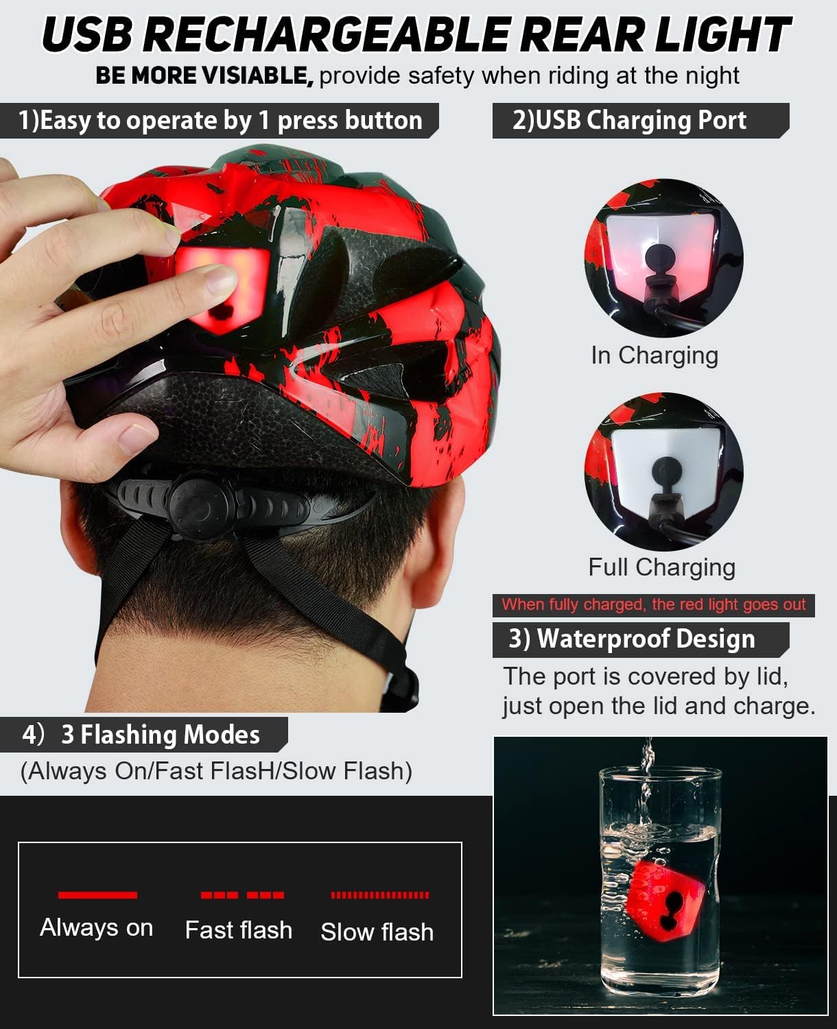 RaMokey Fahrradhelm Erwachsene mit Licht,Radhelm, Cityhelm Urban Fahrradhelm für Herren Damen mit Abnehmbarer Magnetische Schutzbrille Visier, Fahrrad Helm mit 18 Belüftungskanäle57-62cm (Red)