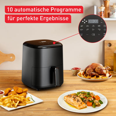Tefal Easy Fry Max 5L Heißluftfritteuse, 10 automatische Garprogramme, digitaler Touchscreen, zeit-/energiesparend, Antihaftbeschichtung, schwarz, EY2458