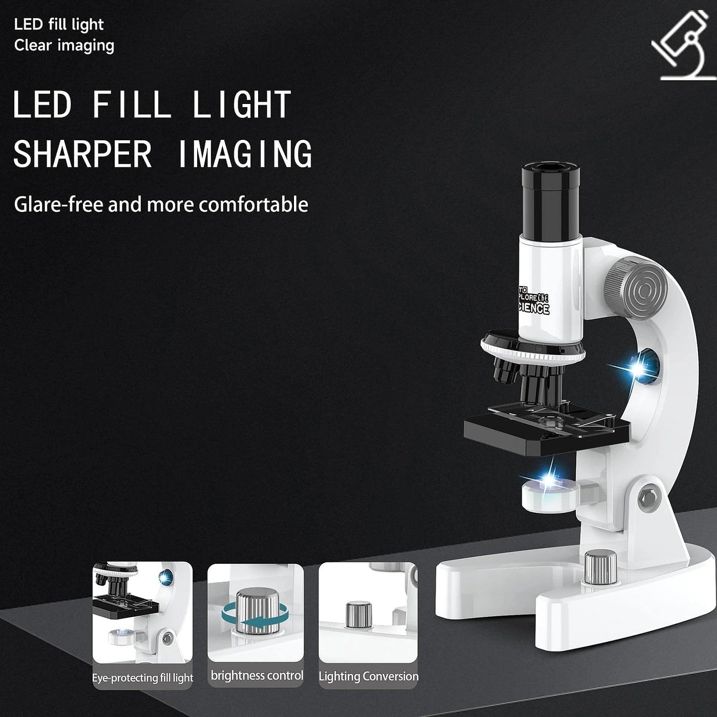 Mikroskop für Kinder, 200x-4800x Lupe Kinder, Tragbares Mikroskop Set, Experimentelles Pädagogisches Spielzeug, Dias, Dauerpräparaten, Ostergeschenke Kinder