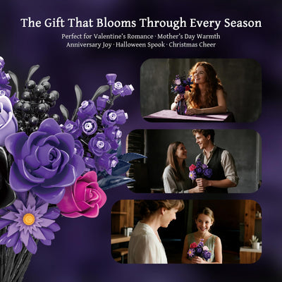 Ideas Halloween Blumen Rosen Spielzeug Klemmbausteine Bausteinen，Kompatibel Mit Lego Flowers Geschenk für Erwachsene Frauen Mädchen Home Deko für Geburtstag, Muttertag, Weihnachten 8-16+（822PSC）